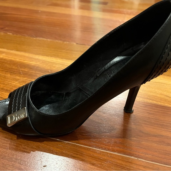 Vintage Christian Dior Black Peep-toe Pumps with a 3" heel. Made in Italy. - Picture 1 of 5